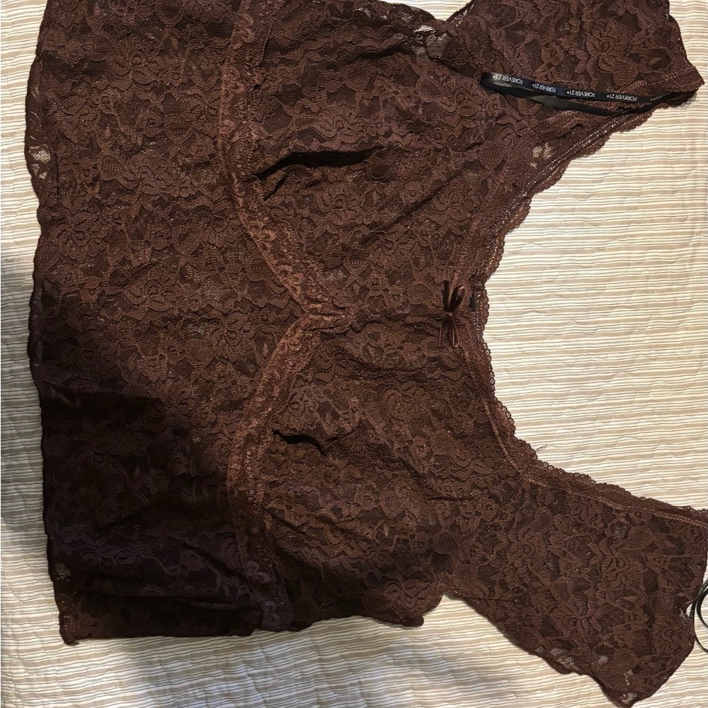 Forever 21 Brown Lace Crop Top